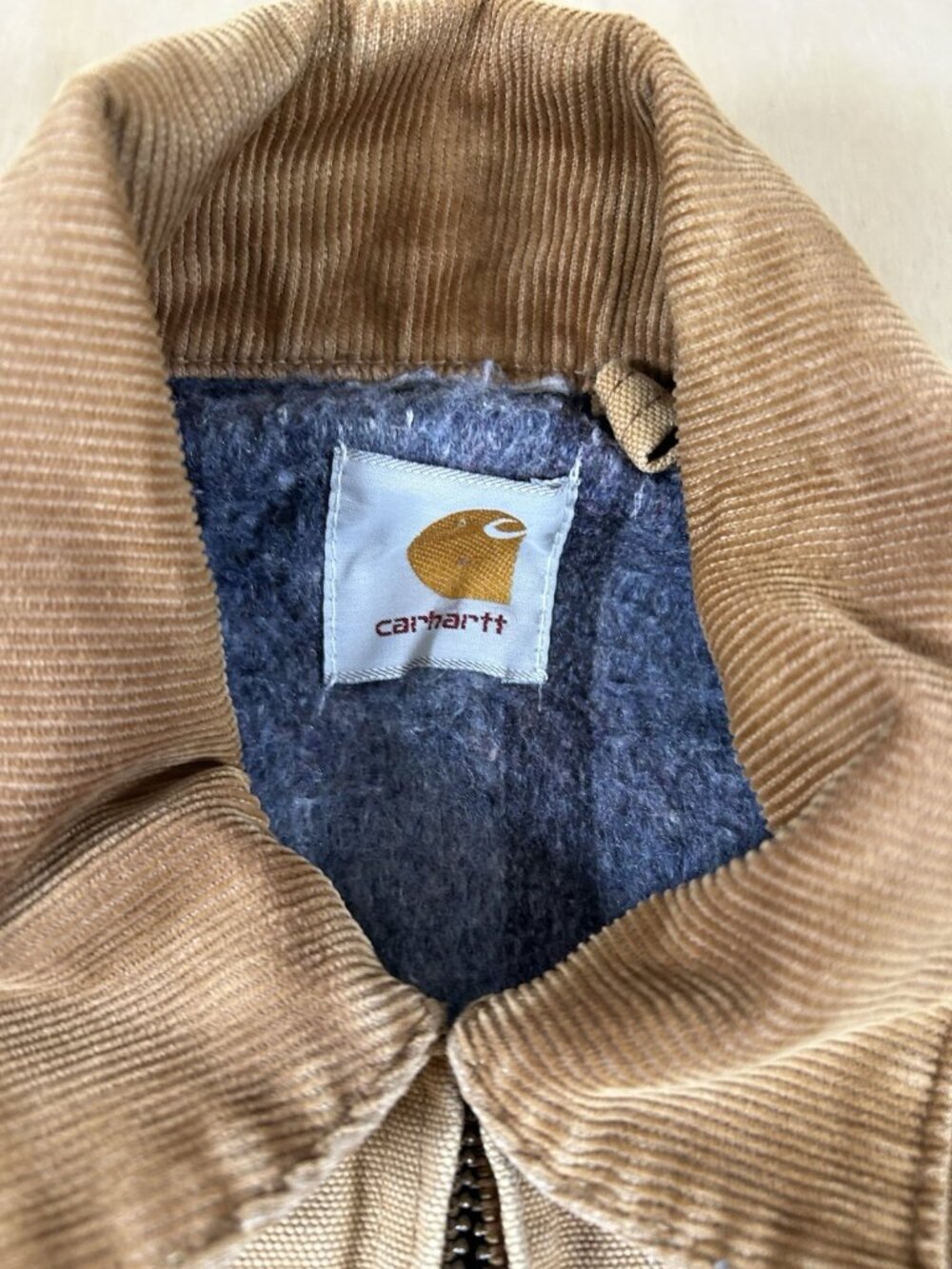 Vintage 1980s Carhartt Detroit Jacket Blanket Lined Tan Distressed Work Size M - Picture 4 of 14